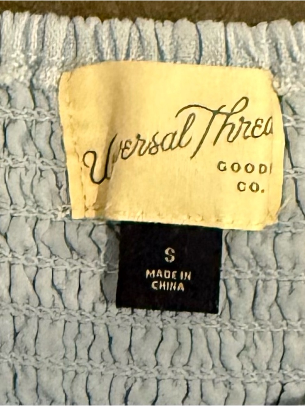 Universal Thread Ruched Smocked Maxi A-Line Linen Blue Dress - Sz S - Picture 7 of 7